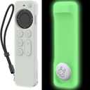 AHASTYLE Portable Electronic Device Cover for 2022 Apple TV 4K HD Siri Remote 3rd Generation, Glow Green Case with AirTag Holder and Anti-Slip Hand Strap