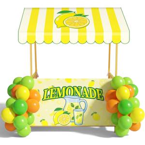 SmoothNovelty Lemonade Stand Supplies Kits Summer Fresh Lemonade Stand Decorations Include Shelf, Banner, Roof, 40 Balloons for Outdoor Lemon Themed Party Decor Community Market