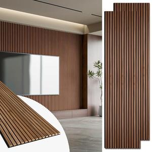 Art3d 2 Pack 94.5 x 24 inch Wood Slat Acoustic Panels for Wall & Ceiling - 31 sq.ft 3D Fluted Sound Absorbing Panel with Wood Finish, Walnut