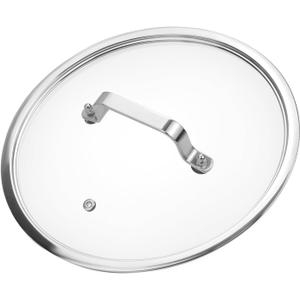 LC LICTOP Tempered Glass Lid, Fit for 10 Inch Cookware, Universal Pot and Pan Cover Replacement - Dishwasher Safe, Oven Safe, Glass Cover with Stainless Steel Edge & Wide Strap Handle for Kitchen (Silver)