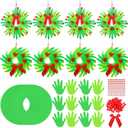 Hollowfly 48 Set Christmas Handprint Wreath Craft Kits DIY Paper Hand Print Wreath Hanging Ornaments Make Your Own Xmas Craft with Stickers for Christmas Home Party Favors School Classroom Activities
