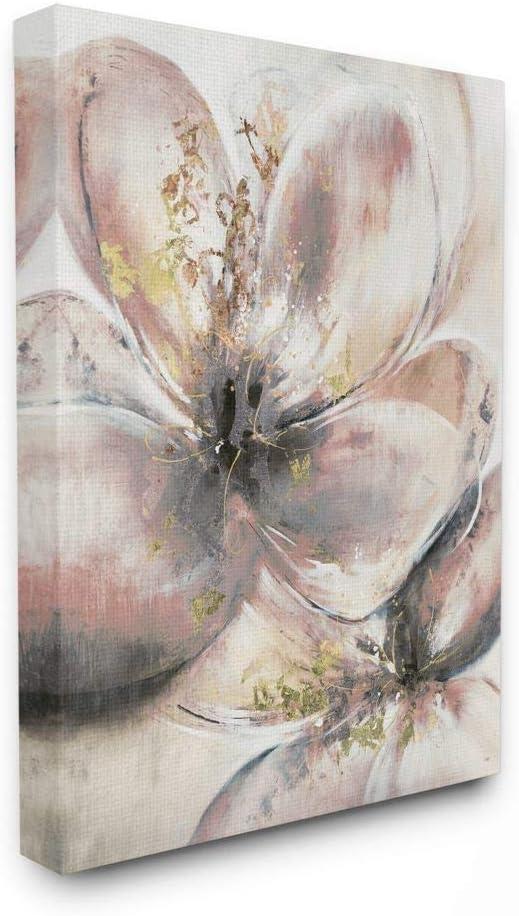 Stupell Industries Glam Pink Beige Flower Petals Floral Gold Painting, Designed by K. Nari Wall Art, 36x48, Canvas