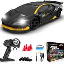 Remote Control Car, 1/24 Scale RC Drift Car, 4WD 15KM/H High Speed RC Cars, Racing Sport Toy Car with LED Lights, Racing Tire, Birthday for Kids Boys Girls, Rechargeable Battery