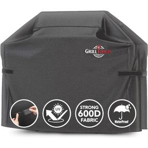 GrillTough Heavy Duty BBQ Grill Cover for Outdoor Grill, 58 Inch Waterproof, Weather Resistant, UV & Fade Resistant with Adjustable Straps Gas Grill Cover for Weber, Charbroil, etc. Charcoal