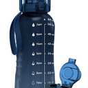 AQUAFIT 64 oz Water Bottle with Time Marker - 2in1 Straw & Chug Lid - BPA Free Big Water Bottle with Straw - Gym Water Bottle with Strap - Water Jug (64 Ounces, Nebula)