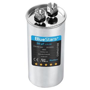 [UL Certified] BlueStars 30 uF MFD ± 5% 370 VAC or 440 Volt 50/60 Hz Multi-Purpose Motor Run Round Capacitor - Compatible for Air Conditioner or Heat Pump Condenser