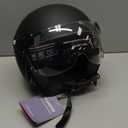 3/4 Motorcycle Helmets Retro Open Face Vespa Scooters Helmet with Clear Visor for Men and Women- DOT Approved (Large, Gray)