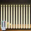 Homemory 9 Pcs Flameless Taper Candles with Remote Timer Dimmer, 11 inches Ivory Taper Candles Battery Operated, Plastic LED Candlesticks with Flickering Flame for Halloween Christmas Church Wedding
