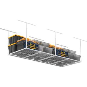 3 x 8FT Overhead Garage Storage Rack,Adjustable Ceiling Storage Racks,Garage Shelving Heavy Duty Storage Organizer System,600lbs Weight Capacity(White)