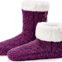 cosyone1997 Women's Fuzzy Slipper Socks with Non-slip Grippers, Cozy & Unique Gifts (Large-X-Large, Purple)