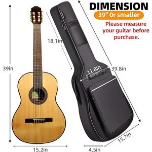 GIGKOUKI Guitar Bag 38 39 Inch Acoustic Guitar Gig Bag Soft Case 0.35 Inch Thick Padding Classical Guitar Backpack Large Pocket with Hanger Loop and Neck Strap39 inch