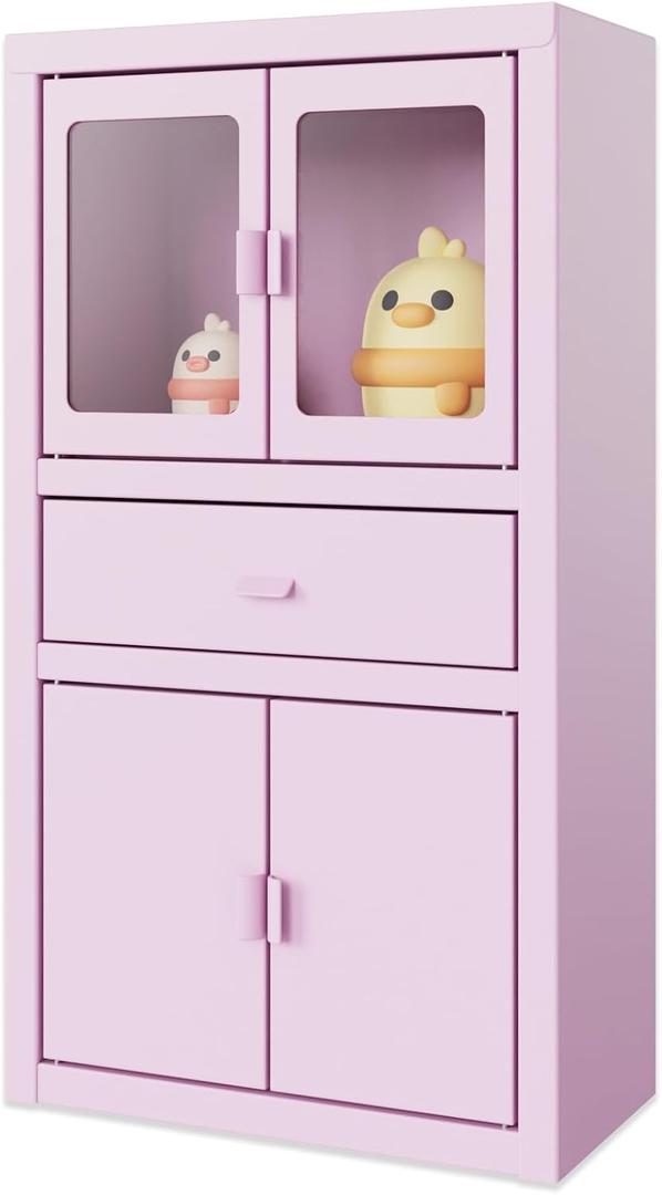 Mini Cabinet for Desk, Cute Small Locker for Girls, Metal Desktop Organizer with Drawer, Mini Cabinet for Miniature Display, Accessories Organizer for Desktop, Pink Mini Cabinet for Desk, Cute Small Locker for Girls, Metal Desktop Organizer with Drawer, Mini Cabinet for Miniature Display, Accessories Organizer for Desktop, Pink