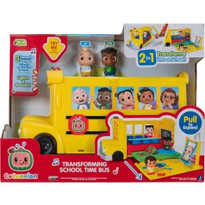 CoComelon Transforming School Time Bus - Lights and Sounds - 3 Favorite Songs - 6 Areas of Play - Removable JJ and Cody Figures - Toys for Kids and Preschoolers