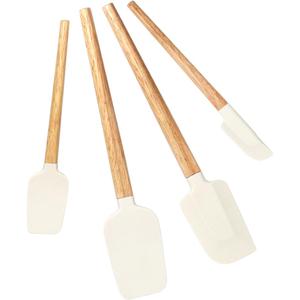 Silicone Spatula Set, Food Grade Rubber Spatula-4 Piece Nonstick Rubber Spatulas, Spoonula, Jar Scraper for Cooking, Baking, Mixing, Frosting - Heat Resistant Up to 600F (Spatulas-Off White)