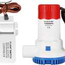 12V 1500 GPH Non-Automatic Bilge Pump Kit with Float Switch, Submersible Boat Marine Water Pump Combo, Water-Cooled Motor, 1-1/8" Outlet, Low Noise for Boats, Yachts, Ponds, Pools