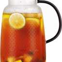 Purefold Pitcher with Lid, Glass Jug with Stainless Steel Lid for Hot and Cold Water, Fruit Tea, Coffee Maker, Ice Tea, Juice, Pineapple Series (Clear, 80 oz)