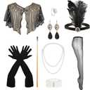 1920s Flapper Great Gatsby Accessories for Women Fashion 1920s dresses 20s Theme Headband Headpiece Roaring Gloves Costume Set