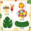 116 Pcs Pool Beach Party Favors Summer Luau Party Decorations Hawaiian Leis Novelty Sunglasses with Palm Leaves Hibiscus Flower for Summer Beach Birthday Supplies