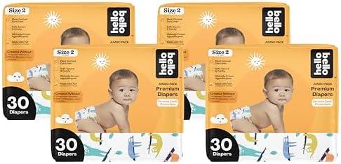 Hello Bello Premium Baby Diapers Size4 I 21Count of Disposable, Extra-Absorbent, Hypoallergenic Diapers with Snug and Comfort Fit I Sleepy Sloth (Pack of 4)