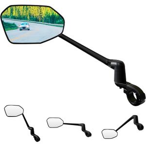 Bike Mirror, Aluminum Handlebar Mount Foldable & Adjustable Bicycle Mirror, HD Real Glass Rear View Mirror for E-bike Scooter MTB, Mountain Bike & City Bikes (Left 0.87-1")