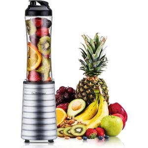 La Reveuse Smoothies Blender Single Serving 300 Watts with 18 oz BPA-Free Portable Travel Sports Bottle (Silver)