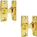 QCAA 2.5" Heavy Forged Solid Brass Door Latch, 90 Degree Right Angle Door Latch Buckle for Doors & Windows, Vibriated Brass, 2Pack, Made in Taiwan