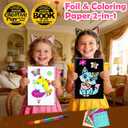 FUNNYB&G Foil Art Craft Kit for Kids, Sparkly Birthday Gift Toy for Girls | No Mess, Kids Ages 4-10 Create Sparkling Artwork, A Creative Gift for Birthdays, Holidays, Travel Activities,Screen-Free Fun