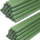 Sturdy Metal Garden Stakes 4 Ft Tomato Cage Plastic Coated Steel Plant Sticks for Tomatoes,Trees,Cucumber,Fences,Beans,Pack of 50