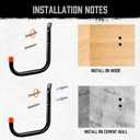 HORUSDY 6 Pack 8 Inch Heavy Duty Garage Hooks, Wall Mount Storage Hangers for Ladder, Bike, Hose, Tools, Holds up to 30LBS, Large Utility Hooks with Screws & Anchors, 7.5" x 7.68" (Black)