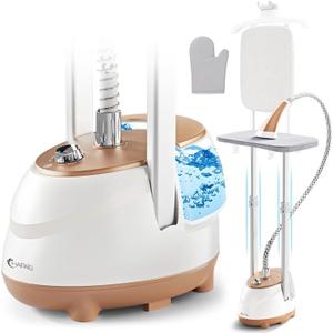 Steamer for Clothes,1800W Standing Garment Steamer with Adjustable Double Rod,Flat and Hanging Ironing,Clothes Steamers with 10 Ironing Modes,30s Fast Heat-up (White gold)