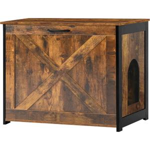 Dwanton Cat Litter Box Furniture Hidden, Cat Litter Box Enclosure, Reversible Entrance Can Be on Left or Right Side, Indoor Cabinet, Wooden Washroom, End Table, Nightstand, Rustic Brown, 27.6" L