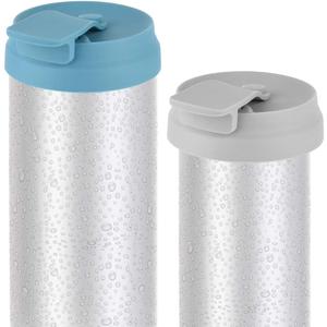CM Silicone Beverage Can Lid Cover Protector for Slim Can and Skinny Can Hard Seltzer, Soda, Beer, Energy Drinks, Juice (Dark Blue (1 Pc) + Gray (1 Pc))