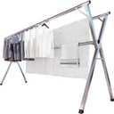 JAUREE 95 inches Clothes Drying Rack,Foldable Space Saving Laundry Drying Rack Stainless Steel,Indoor Outdoor with 20 Windproof Hooks