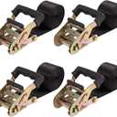 Endless Ratchet Tie Down Straps Heavy Duty Cargo Tie Downs, Sturdy Nylon Black Strap Down Ratcheting Securing Straps, Track Spring Fittings, Tie-Down Motorcycles, Trailer Loads, Kayak (2"x10'-4pcs black)