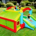 WELLFUNTIME Bouncy Castle & Bounce House, Inflatable Bouncer with Air Blower, Kids Jumping Castle with Slide, Ball Pit & Dart Target Game, 143x137x68 Inch
