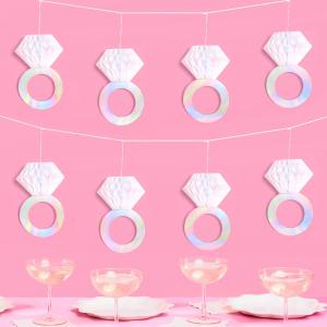 xo, Fetti Diamond Ring 3D Banner - 5 Ft. | Engagement Party Decoration, Tying The Knot Proposal Decor, Bachelorette Backdrop, Just Married, Bridal Shower, She Said Yes