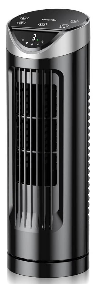 Grelife 16" Quiet Oscillating Tower Fan with Remote - 26dB Ultra Quiet, 3 Speed Modes, 8H Timer, 90° Wide Angle, 27ft/s Airflow, Portable Desk Table Fan for Bedroom, Office, Home (Black)