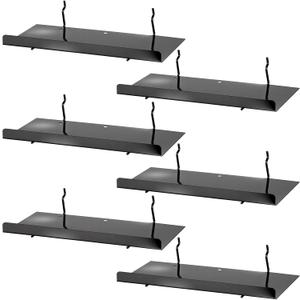 6 Pcs Pegboard Shelves -Medium Shelf for Garage, Sturdy Iron Accessories Flat Display Shelves for Pegboard for Storing or Displaying - Versatile Wall Organizer for Workbench, Craft Room, Black