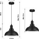LOEHINLE Pendant Lighting Vintage Industrial Fixtures, Black Metal Farmhouse Lights, Ceiling Lamp for Kitchen Home Island Dining Room Bedroom, 11.4 inches