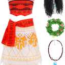 Women Girls Halloween Costumes Set for Princess Costume Dress Up with Wig Necklace (Small)