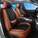 Black Brown Car Seat Covers Full Set, Luxury Leather Brown Seat Covers for Front and Rear Seats Waterproof Anti-Slip Full Wrapped Universal Fit for Most 5-Seater Cars SUVs