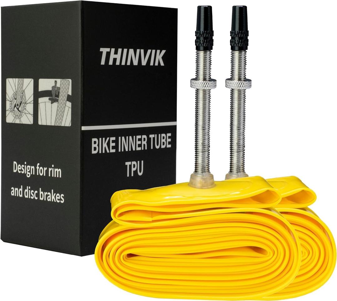 Thinvik TPU Inner Tube Upgraded Durability for Road Bike MTB Gravel Bicycle Tire 700cc x 18-32, 33-50c, 29'', 27.5'' Bicycle Tube 45MM 65MM 85MM Length of Presta Valve- 2 PCS (One Pair)