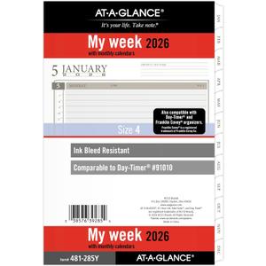 AT-A-GLANCE 2026 Planner Refill, Weekly & Monthly, 5.5" x 8.5", Desk Size 4, Loose-Leaf (481-285Y-26)