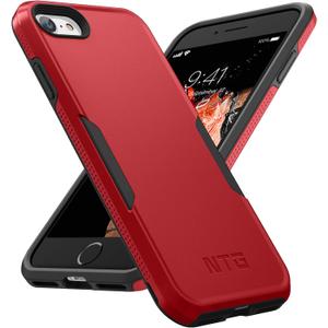 NTG Shockproof Designed for iPhone SE 2022/3rd/2020,iPhone 8/7 Case, Heavy-Duty Tough Rugged Lightweight Slim Protective Case for iPhone SE/8/7-Red