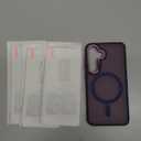 for Samsung Galaxy S25 Case, Matte Magnetic Phone Case with 1 Screen Protector, Support for Magsafe, Translucent Frosted Shockproof Protective Cover for Samsung Galaxy S25, Purple