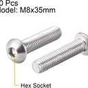 uxcell M8x35mm Machine Screws Hex Socket Round Head Screw 304 Stainless Steel Fasteners Bolts 10pcs