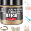 Leather Recoloring Balm,8.5oz Leather Color Restorer,Beige Leather Repair kit for Furniture and Car Interior,Leather Couch Scratch Repair,Leather Dye Paint for Faded,Cracked and Damaged Leather