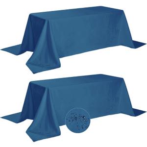 Fokitut 2 Pack Waterproof Rectangle Tablecloth, 90x132 Inch,Stain Resistant and Wrinkle Polyester Table Cloth, Fabric Table Cover for Kitchen Dining, Wedding, Party, Holiday Dinner-Mediterranean Blue
