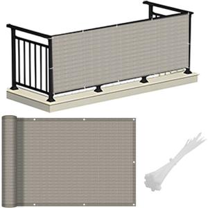 LOVE STORY Balcony Privacy Screen, 3'x16' Deck Shield Screen Fence Cover,UV Protection and Weather-Resistant,3 FT Height for Deck, Patio, Backyard, Outdoor Pool, Porch, Railing, Beige-Grey