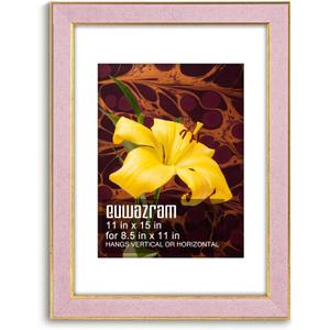 Suede 11x15 Frame - Single Frame, Christmas Elegant Pink 11 x 15 Poster Frame with Mat for 8.5 by 11, 11x15 Picture Frames for Artwork, Puzzles, Photos and Movie Posters